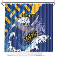 Personalised Barbados Independence Day Shower Curtain Flying Fish Flag Pattern