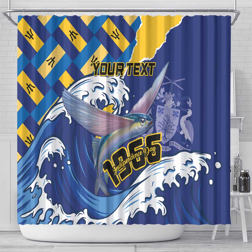 Personalised Barbados Independence Day Shower Curtain Flying Fish Flag Pattern