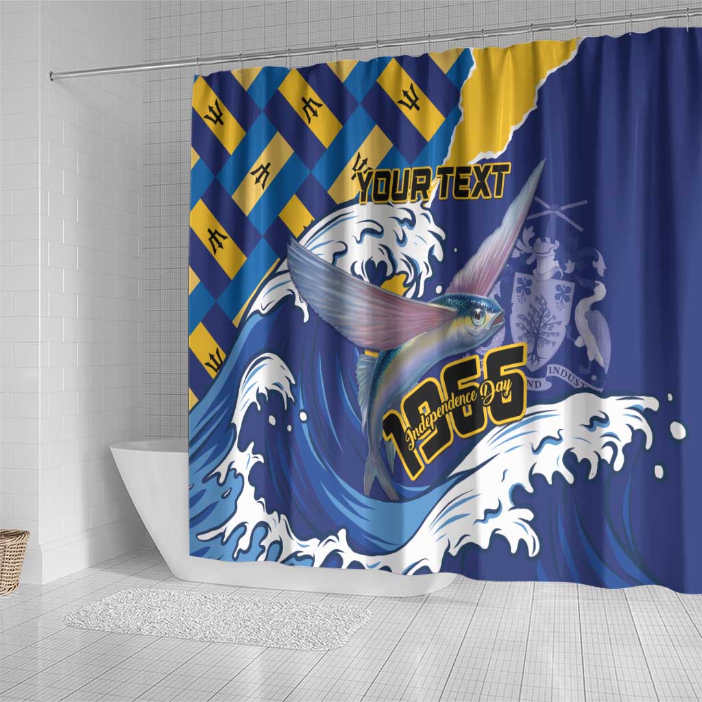 Personalised Barbados Independence Day Shower Curtain Flying Fish Flag Pattern