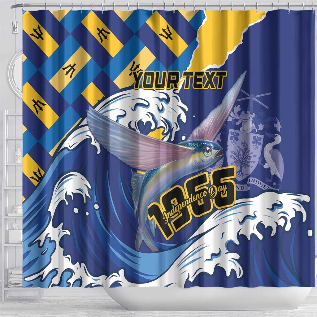 Personalised Barbados Independence Day Shower Curtain Flying Fish Flag Pattern