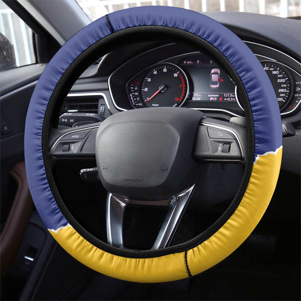 Barbados Independence Day Steering Wheel Cover Flying Fish Flag Pattern - Wonder Print Shop