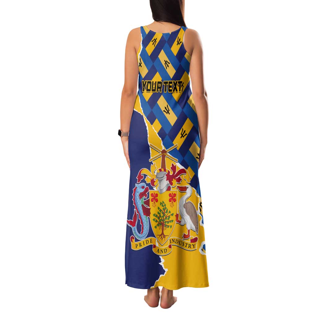 Personalised Barbados Independence Day Tank Maxi Dress Flying Fish Flag Pattern - Wonder Print Shop