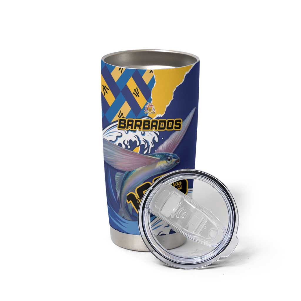 Personalised Barbados Independence Day Tumbler Cup Flying Fish Flag Pattern - Wonder Print Shop