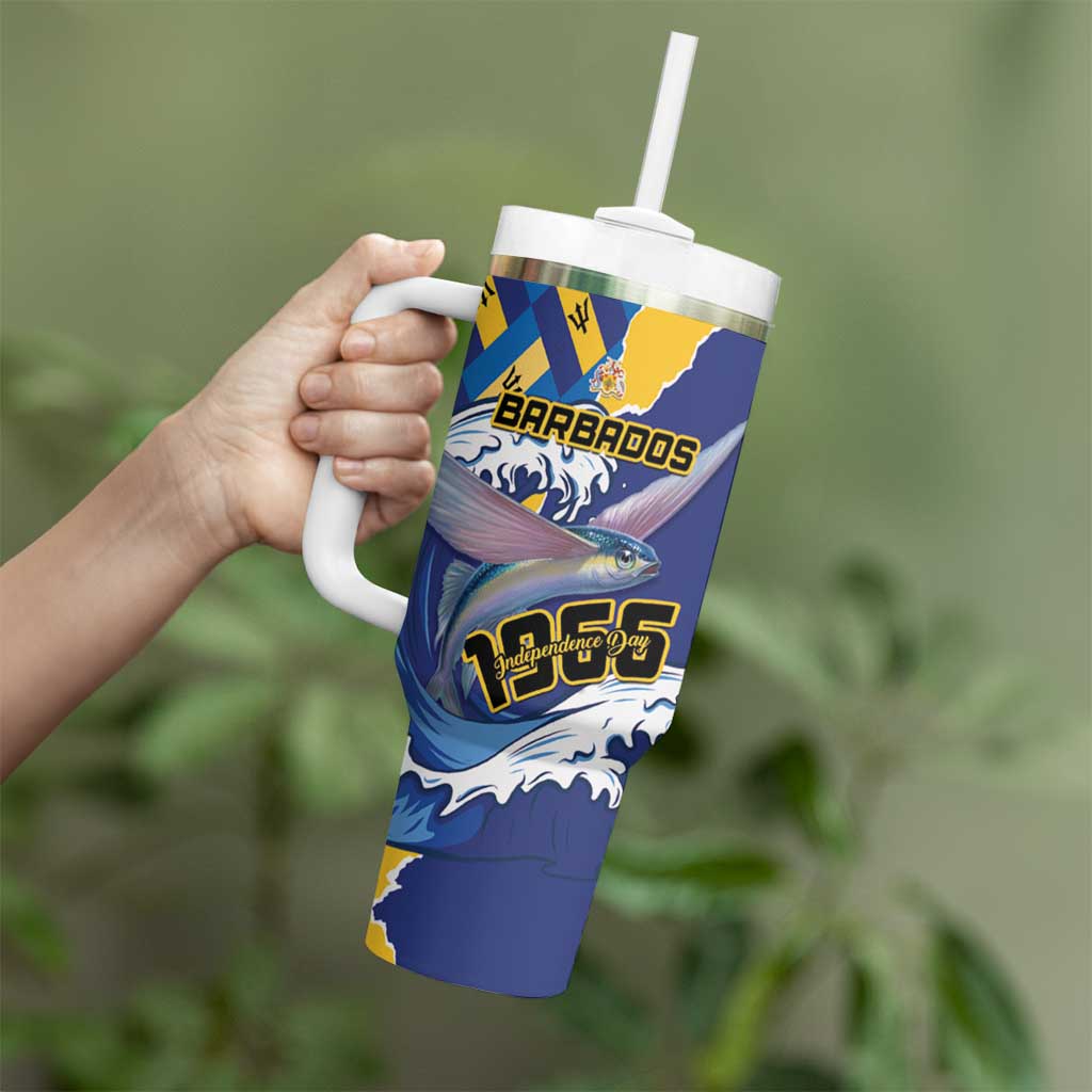 Personalised Barbados Independence Day Tumbler With Handle Flying Fish Flag Pattern - Wonder Print Shop