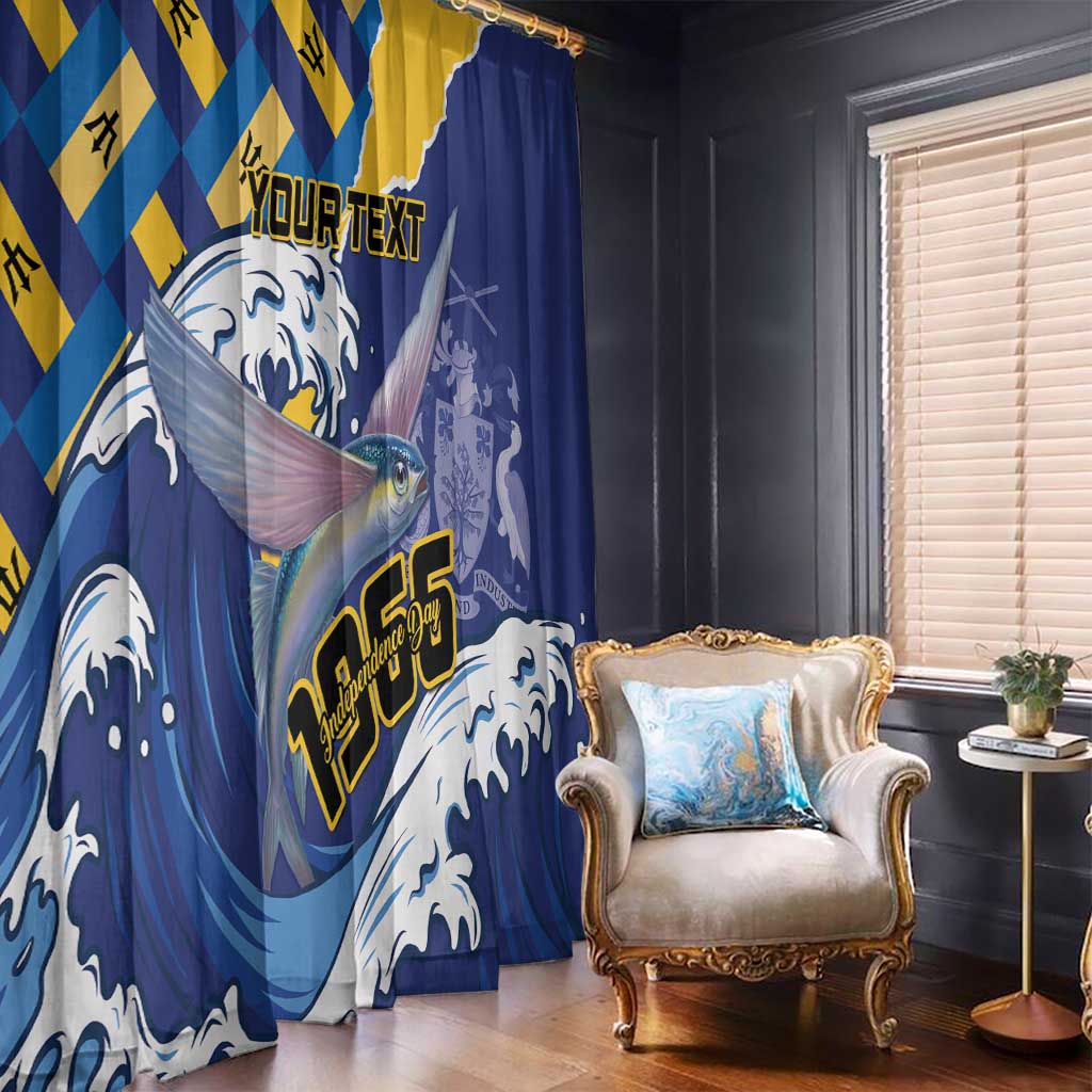 Personalised Barbados Independence Day Window Curtain Flying Fish Flag Pattern - Wonder Print Shop