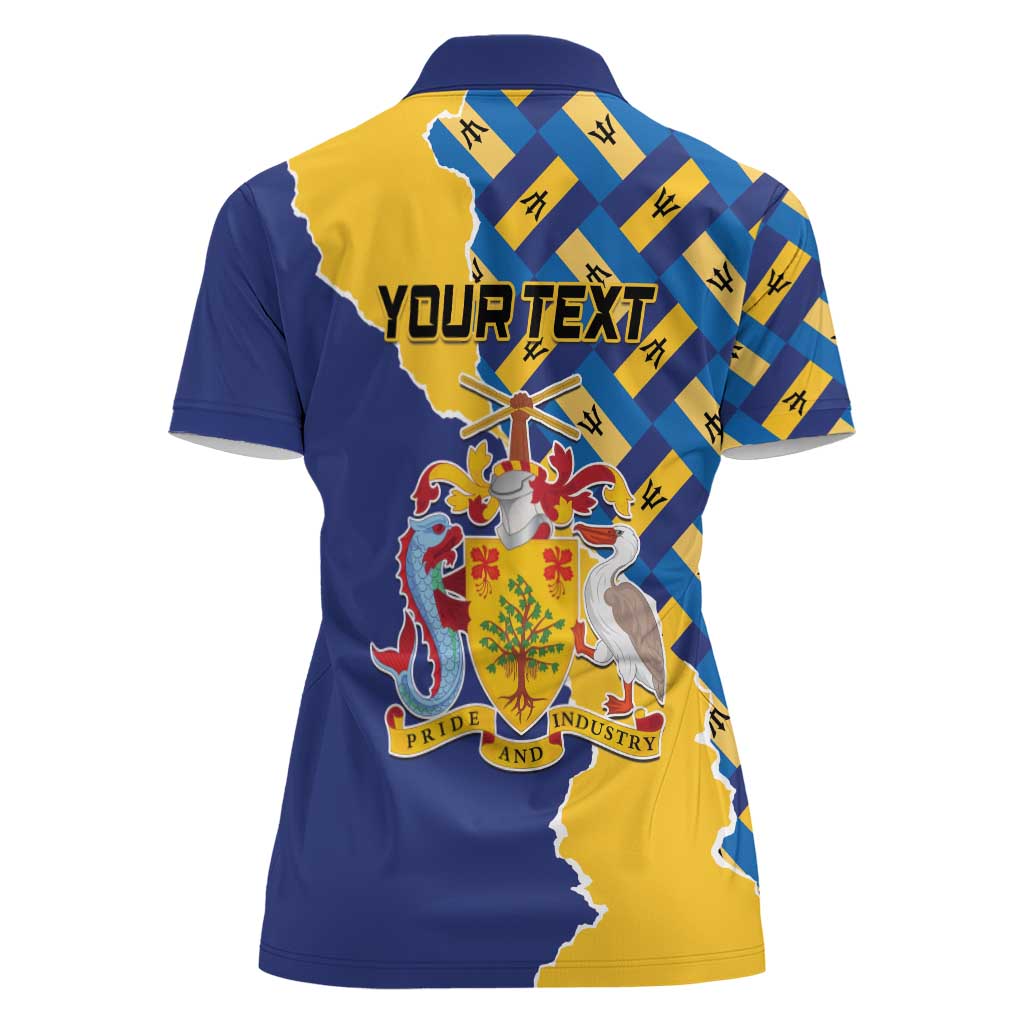 Personalised Barbados Independence Day Women Polo Shirt Flying Fish Flag Pattern - Wonder Print Shop