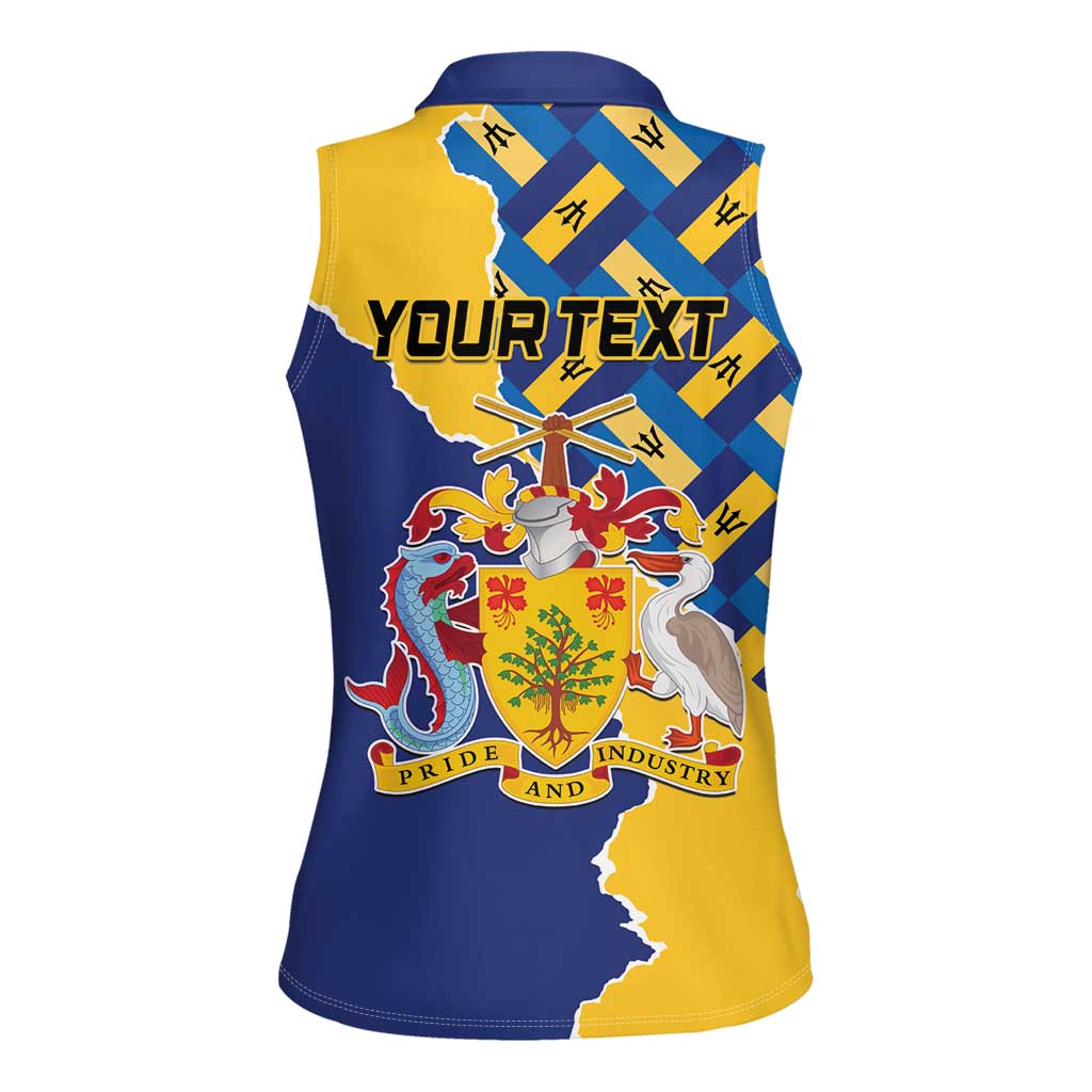 Personalised Barbados Independence Day Women Sleeveless Polo Shirt Flying Fish Flag Pattern - Wonder Print Shop