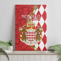 Monaco National Day Canvas Wall Art Coat Of Arms Mix Red Carnation Pattern - Wonder Print Shop