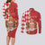 Monaco National Day Couples Matching Long Sleeve Bodycon Dress and Long Sleeve Button Shirt Coat Of Arms Mix Red Carnation Pattern - Wonder Print Shop