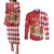 Monaco National Day Couples Matching Puletasi and Long Sleeve Button Shirt Coat Of Arms Mix Red Carnation Pattern - Wonder Print Shop