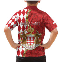 Monaco National Day Family Matching Mermaid Dress and Hawaiian Shirt Coat Of Arms Mix Red Carnation Pattern - Wonder Print Shop