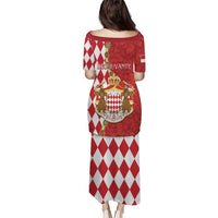 Monaco National Day Puletasi Coat Of Arms Mix Red Carnation Pattern - Wonder Print Shop