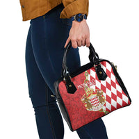 Monaco National Day Shoulder Handbag Coat Of Arms Mix Red Carnation Pattern