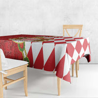 Monaco National Day Tablecloth Coat Of Arms Mix Red Carnation Pattern - Wonder Print Shop