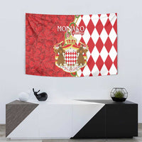 Monaco National Day Tapestry Coat Of Arms Mix Red Carnation Pattern - Wonder Print Shop