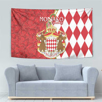 Monaco National Day Tapestry Coat Of Arms Mix Red Carnation Pattern - Wonder Print Shop