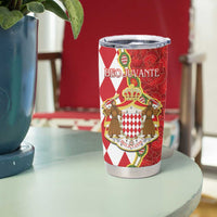 Monaco National Day Tumbler Cup Coat Of Arms Mix Red Carnation Pattern - Wonder Print Shop