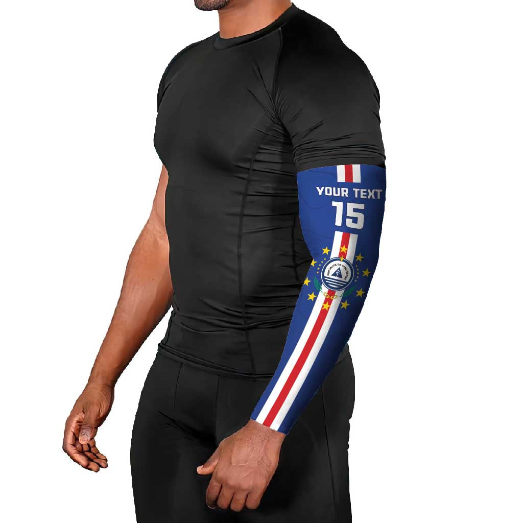 Custom Cape Verde Football Arm Sleeves Go Champions Blue Sharks - Wonder Print Shop