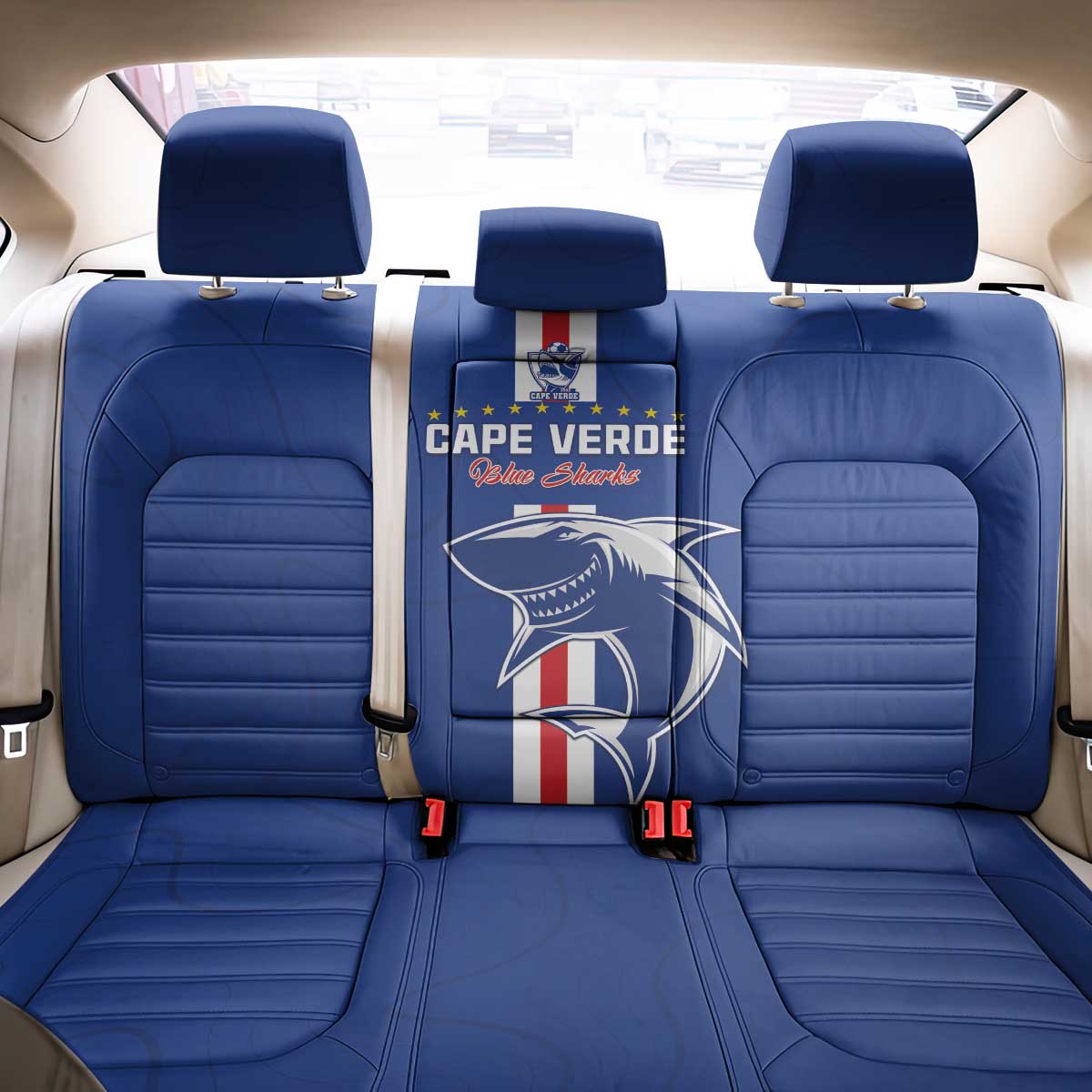Cape Verde Football Back Car Seat Cover Go Champions Blue Sharks - Wonder Print Shop