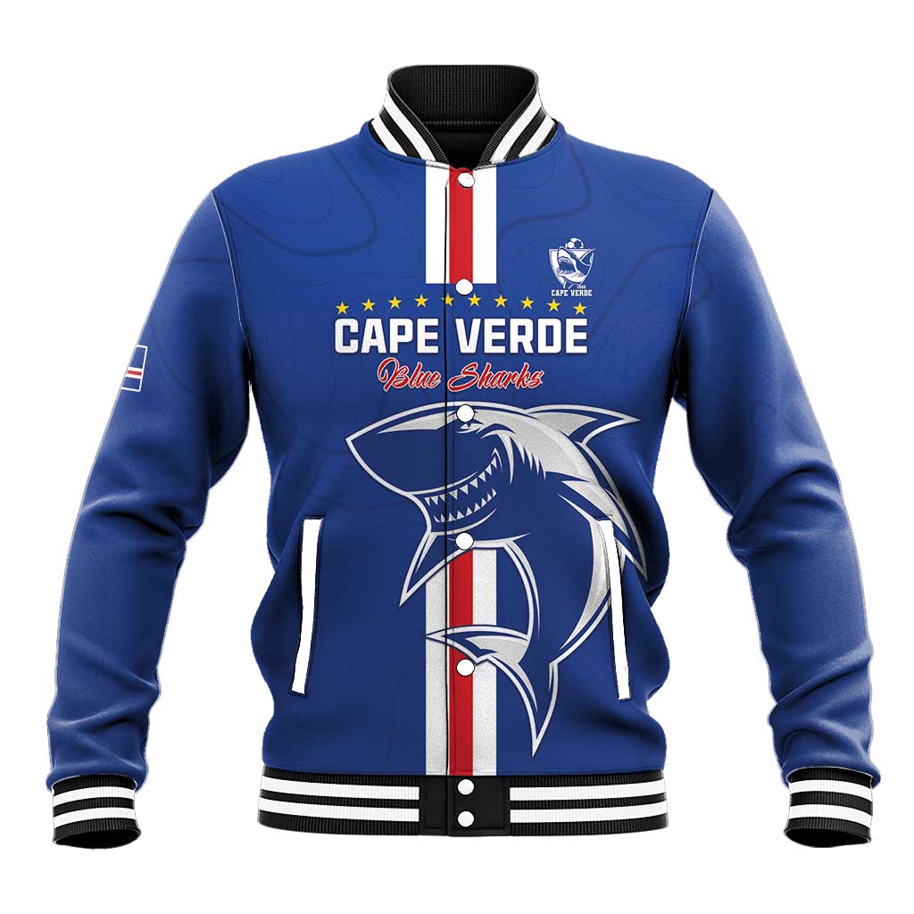 Custom Cape Verde Football Baseball Jacket Go Champions Blue Sharks - Wonder Print Shop