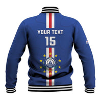 Custom Cape Verde Football Baseball Jacket Go Champions Blue Sharks - Wonder Print Shop
