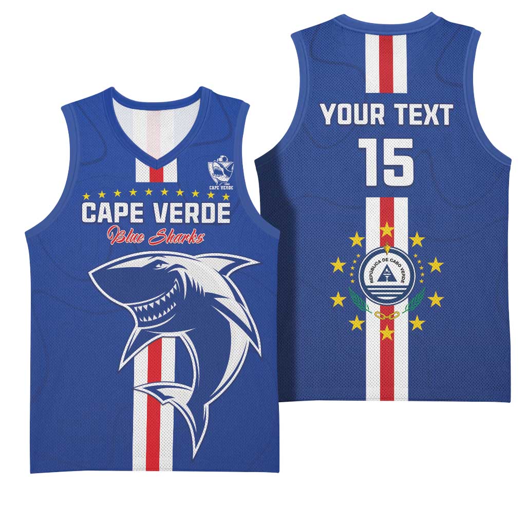 Custom Cape Verde Football Basketball Jersey Go Champions Blue Sharks - Wonder Print Shop