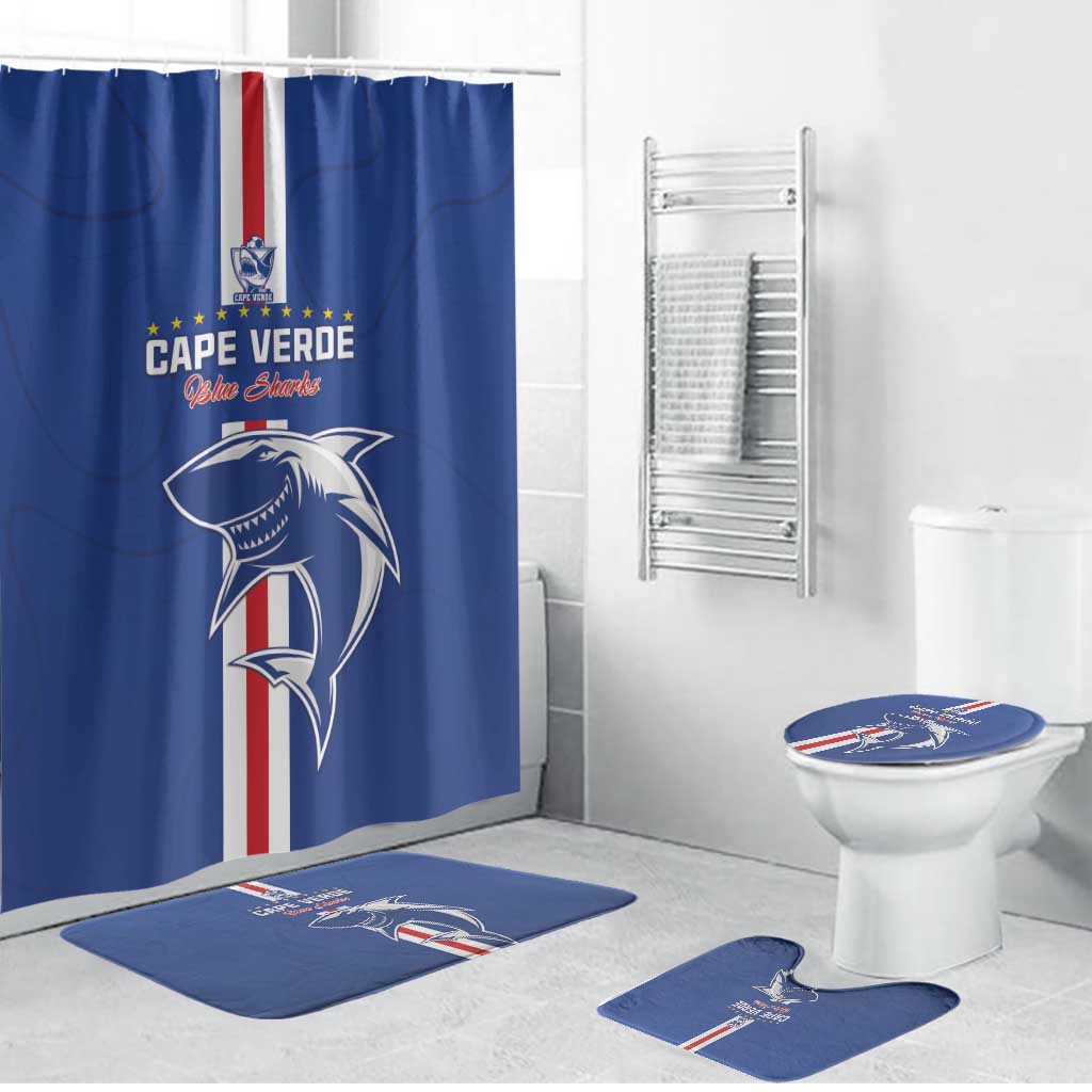 Cape Verde Football Bathroom Set Go Champions Blue Sharks - Wonder Print Shop