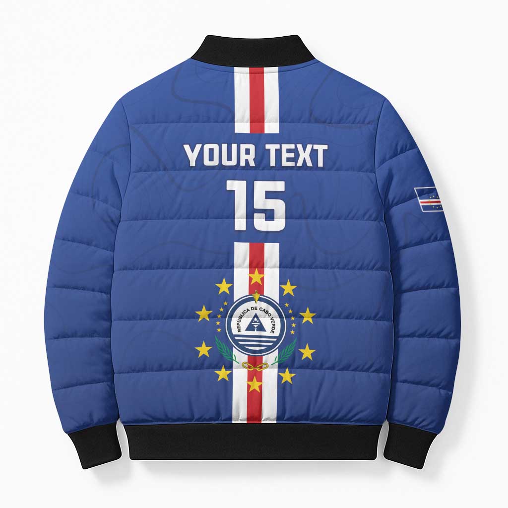 Custom Cape Verde Football Bomber Puffer Jacket Go Champions Blue Sharks - Wonder Print Shop