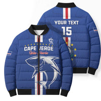Custom Cape Verde Football Bomber Puffer Jacket Go Champions Blue Sharks - Wonder Print Shop