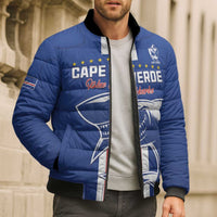 Custom Cape Verde Football Bomber Puffer Jacket Go Champions Blue Sharks - Wonder Print Shop