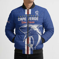 Custom Cape Verde Football Bomber Puffer Jacket Go Champions Blue Sharks - Wonder Print Shop