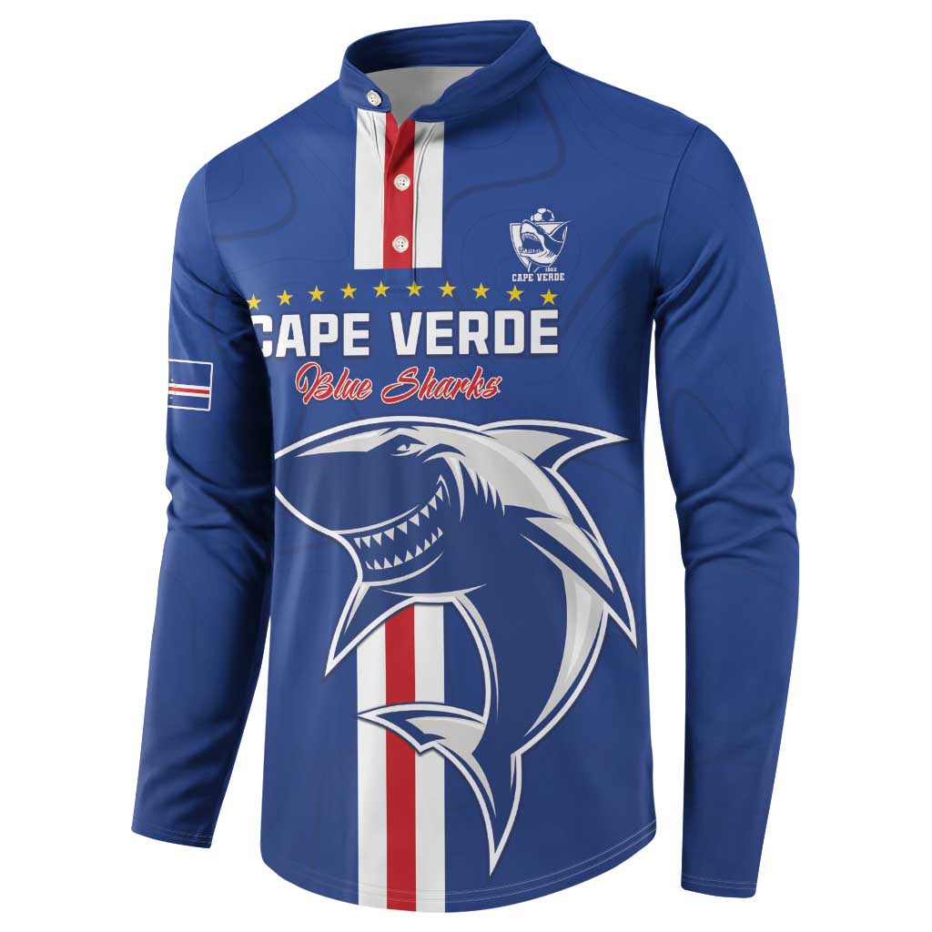 Custom Cape Verde Football Button Sweatshirt Go Champions Blue Sharks - Wonder Print Shop