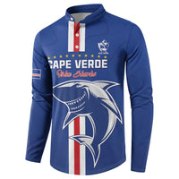 Custom Cape Verde Football Button Sweatshirt Go Champions Blue Sharks - Wonder Print Shop