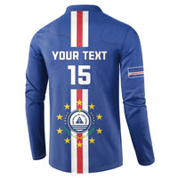 Custom Cape Verde Football Button Sweatshirt Go Champions Blue Sharks - Wonder Print Shop