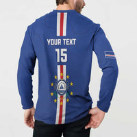 Custom Cape Verde Football Button Sweatshirt Go Champions Blue Sharks - Wonder Print Shop
