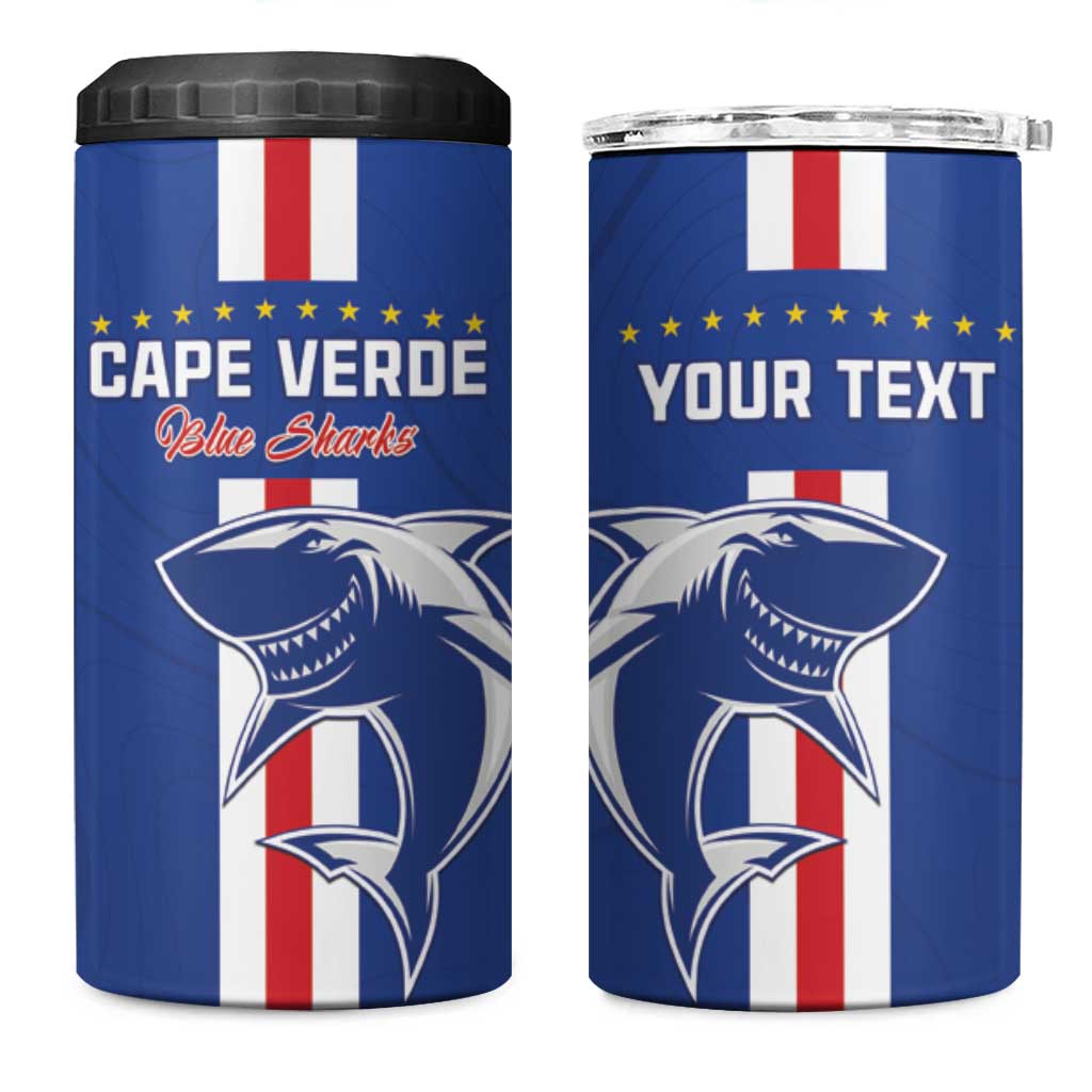 Custom Cape Verde Football 4 in 1 Can Cooler Tumbler Go Champions Blue Sharks - Wonder Print Shop