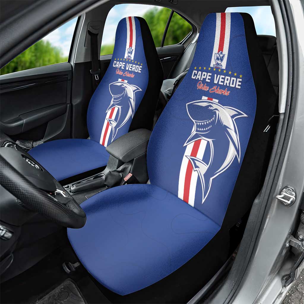 Cape Verde Football Car Seat Cover Go Champions Blue Sharks - Wonder Print Shop