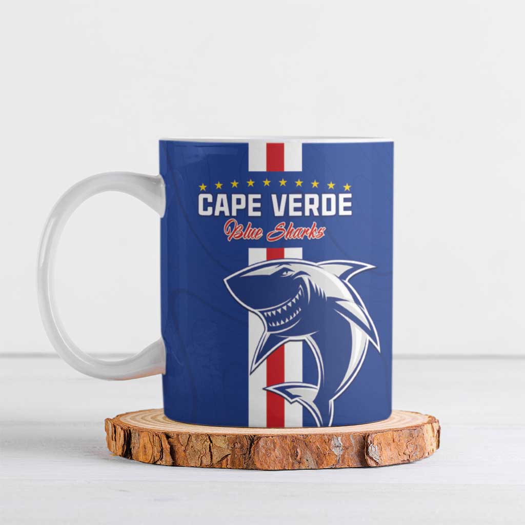 Custom Cape Verde Football Ceramic Mug Go Champions Blue Sharks - Wonder Print Shop