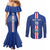 Custom Cape Verde Football Couples Matching Mermaid Dress and Long Sleeve Button Shirt Go Champions Blue Sharks - Wonder Print Shop