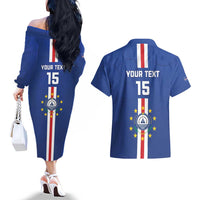 Custom Cape Verde Football Couples Matching Off The Shoulder Long Sleeve Dress and Hawaiian Shirt Go Champions Blue Sharks - Wonder Print Shop
