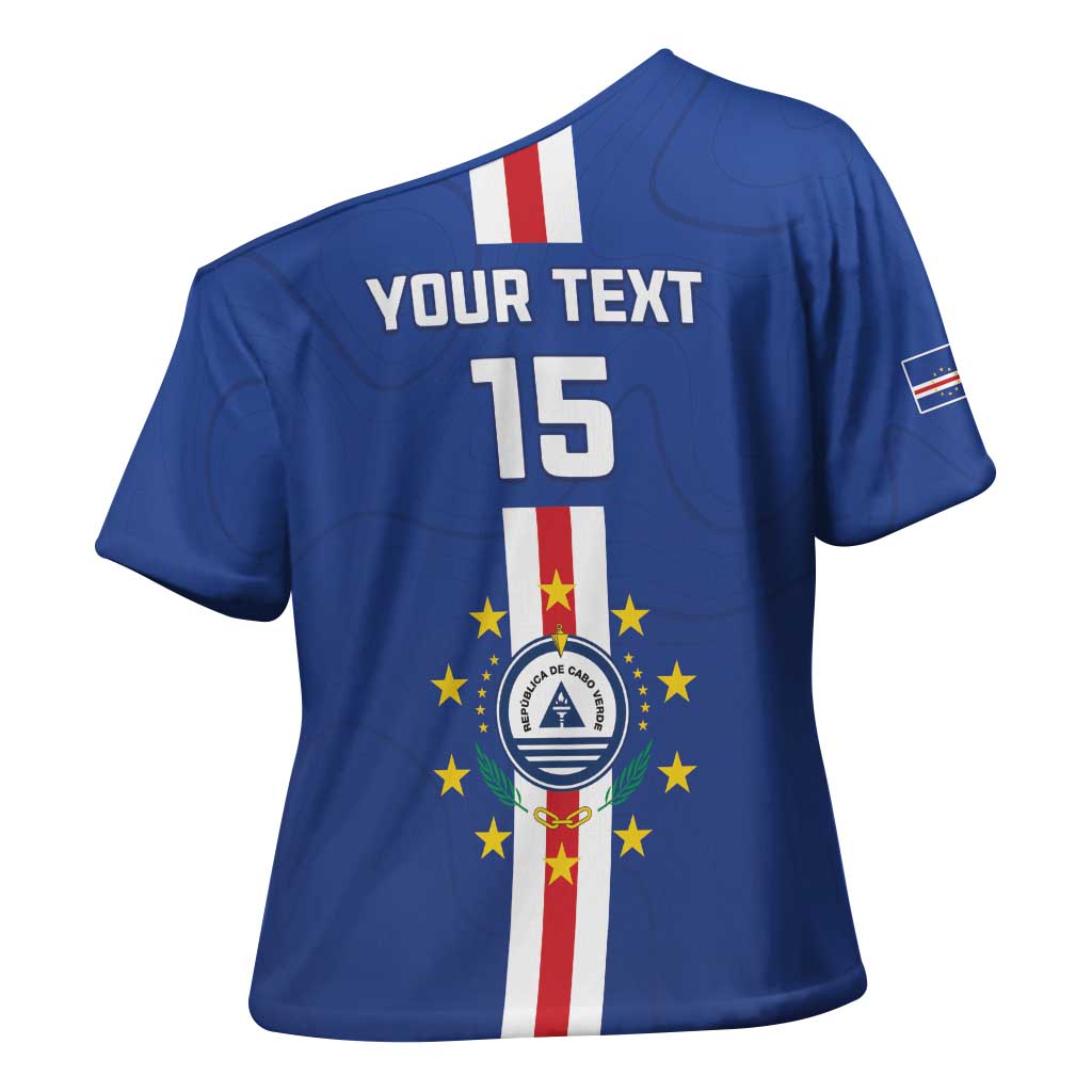 Custom Cape Verde Football Cross Shoulder Shirt Go Champions Blue Sharks - Wonder Print Shop