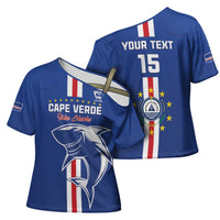 Custom Cape Verde Football Cross Shoulder Shirt Go Champions Blue Sharks - Wonder Print Shop