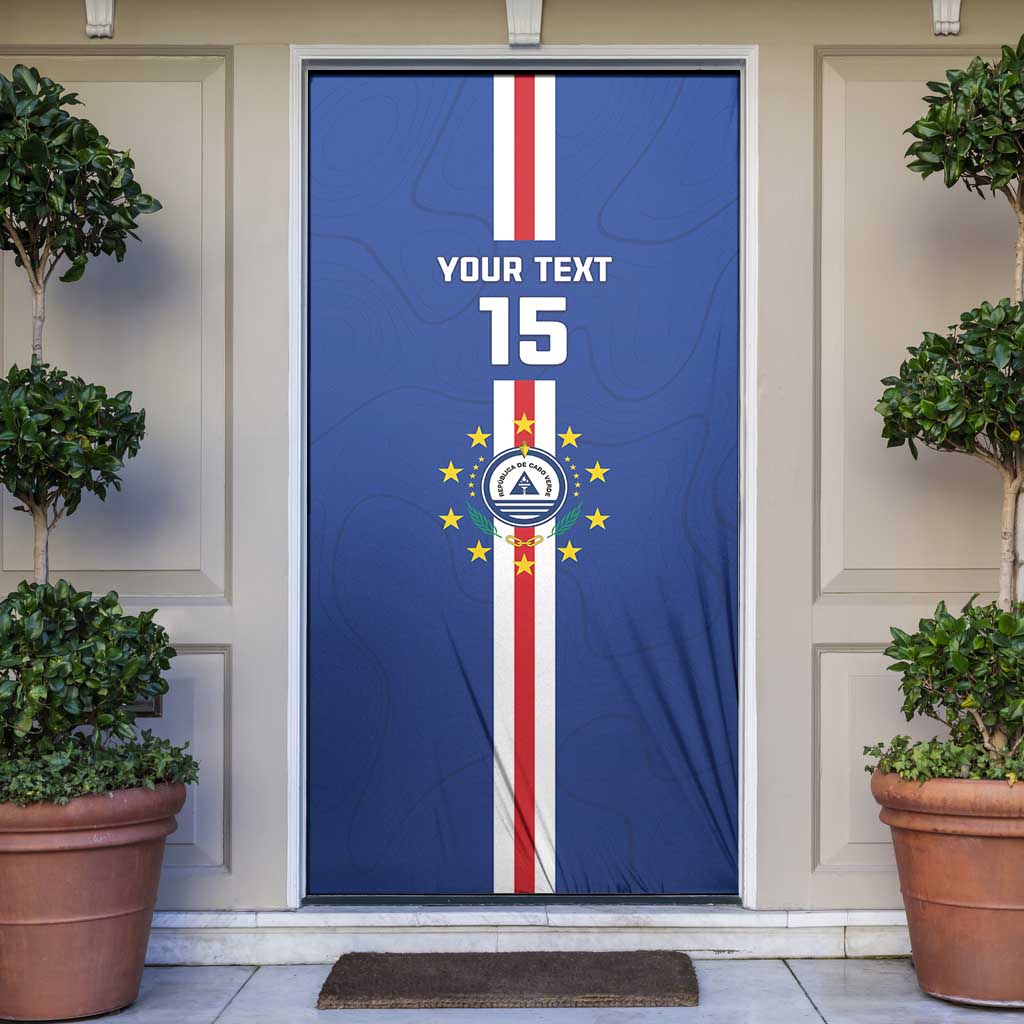 Custom Cape Verde Football Door Cover Go Champions Blue Sharks - Wonder Print Shop