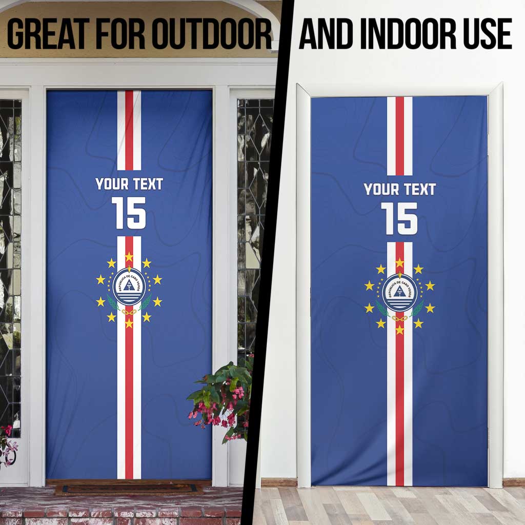 Custom Cape Verde Football Door Cover Go Champions Blue Sharks - Wonder Print Shop