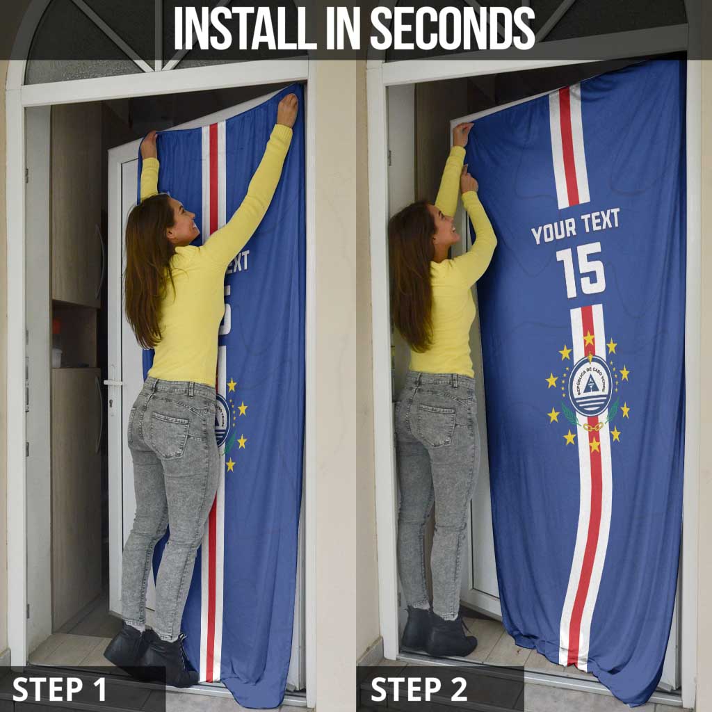 Custom Cape Verde Football Door Cover Go Champions Blue Sharks - Wonder Print Shop
