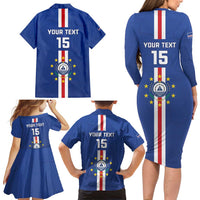 Custom Cape Verde Football Family Matching Long Sleeve Bodycon Dress and Hawaiian Shirt Go Champions Blue Sharks - Wonder Print Shop