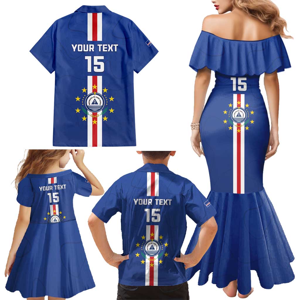 Custom Cape Verde Football Family Matching Mermaid Dress and Hawaiian Shirt Go Champions Blue Sharks - Wonder Print Shop