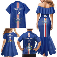 Custom Cape Verde Football Family Matching Mermaid Dress and Hawaiian Shirt Go Champions Blue Sharks - Wonder Print Shop