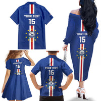 Custom Cape Verde Football Family Matching Off The Shoulder Long Sleeve Dress and Hawaiian Shirt Go Champions Blue Sharks - Wonder Print Shop