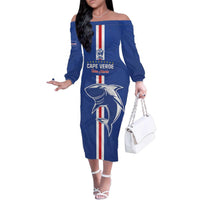 Custom Cape Verde Football Family Matching Off The Shoulder Long Sleeve Dress and Hawaiian Shirt Go Champions Blue Sharks - Wonder Print Shop